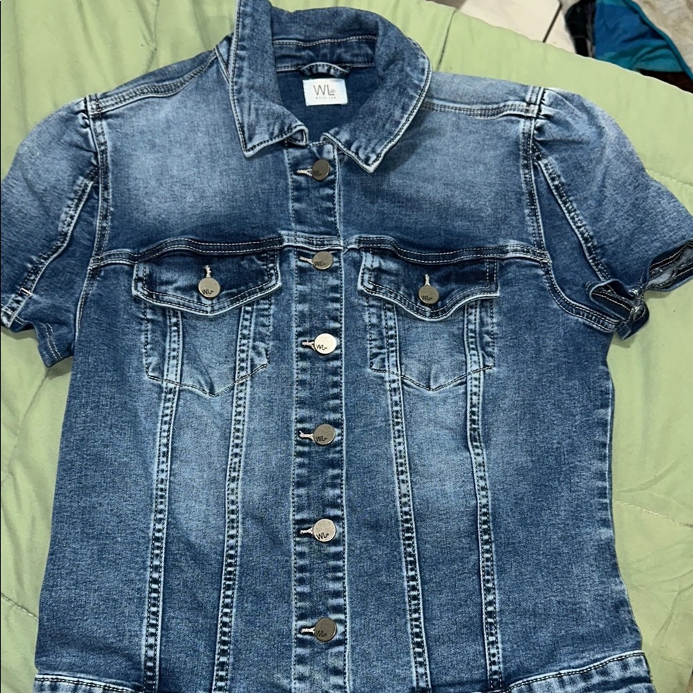 Wash Lab Puff Sleeve Denim Jacket